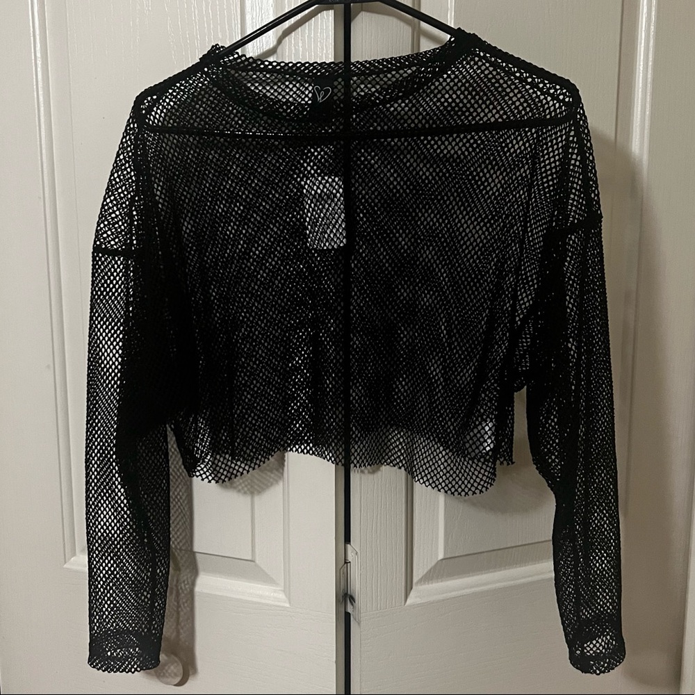 Black Mesh Crop Top